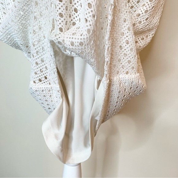 Chaps White Eyelet Sheath Dress Side Ruching Brunch Dress10 - Picture 4 of 9